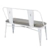 Lumisource Oregon Upholstered Bench in Vintage White Metal and Grey Cowboy Fabric BC-ORUP VW+GY